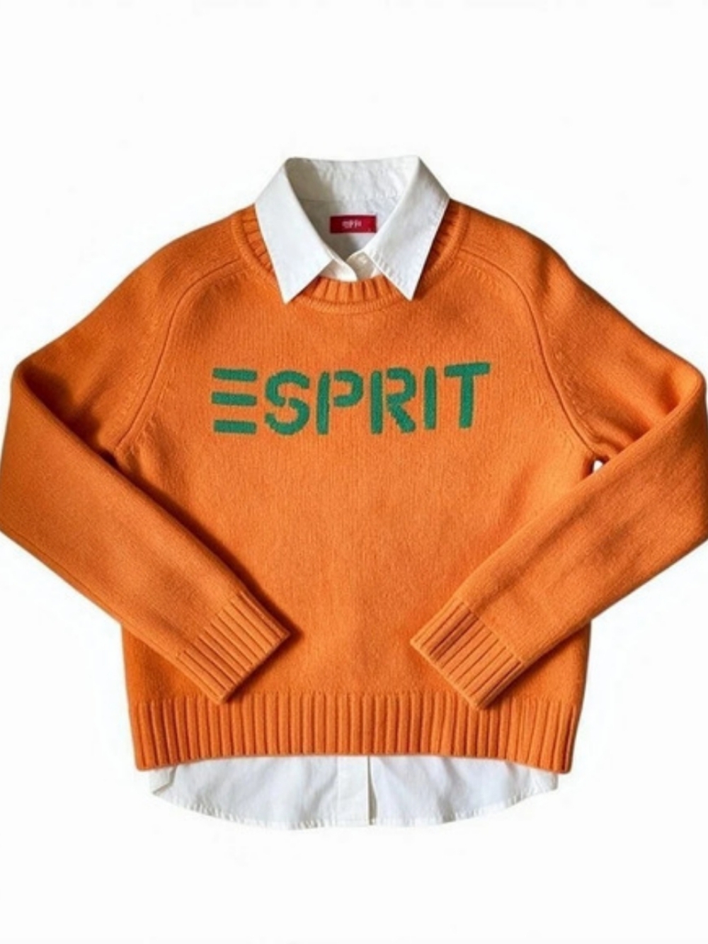 THE ESPRIT LOGO SWEATER TO HAVE - Orange Green Super Soft Crewneck RARE FIND